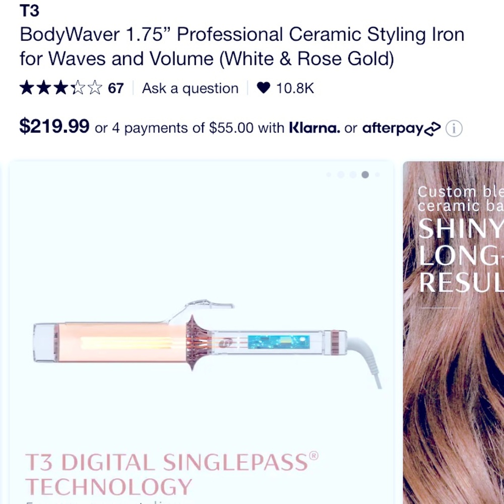 T3
BodyWaver 1.75” Professional Ceramic Styling Iron for Waves and Volume